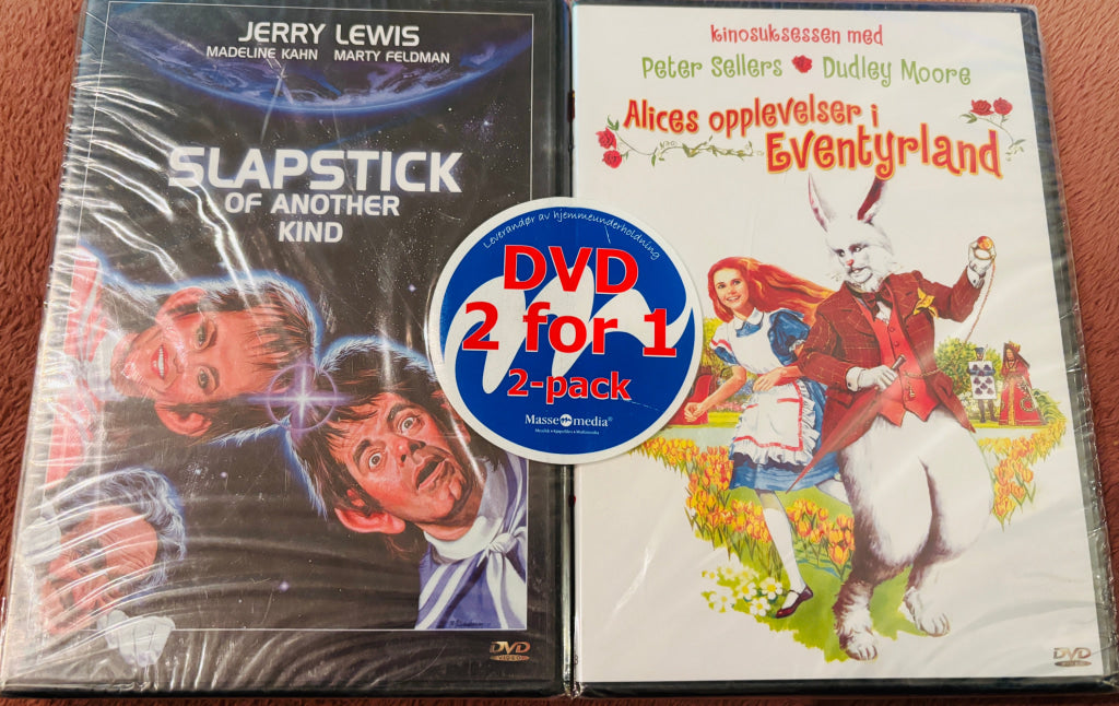 Slapstick of Another Kind og Alices opplevelser i Eventyrland. DVD Double Pack. Ny I plast!