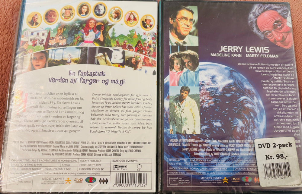 Slapstick of Another Kind og Alices opplevelser i Eventyrland. DVD Double Pack. Ny I plast!