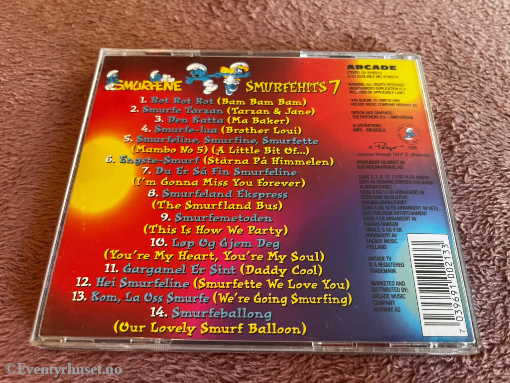 Smurfene. 1998. Smurfehits 7. Musikk på CD.