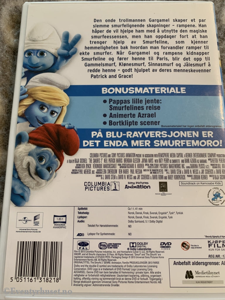 Smurfene 2. 2013. Dvd. Dvd