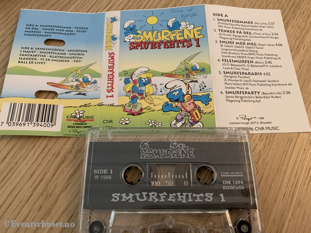 Smurfene. Smurfehits 1. 1996. Kassett. Kassett (Mc)