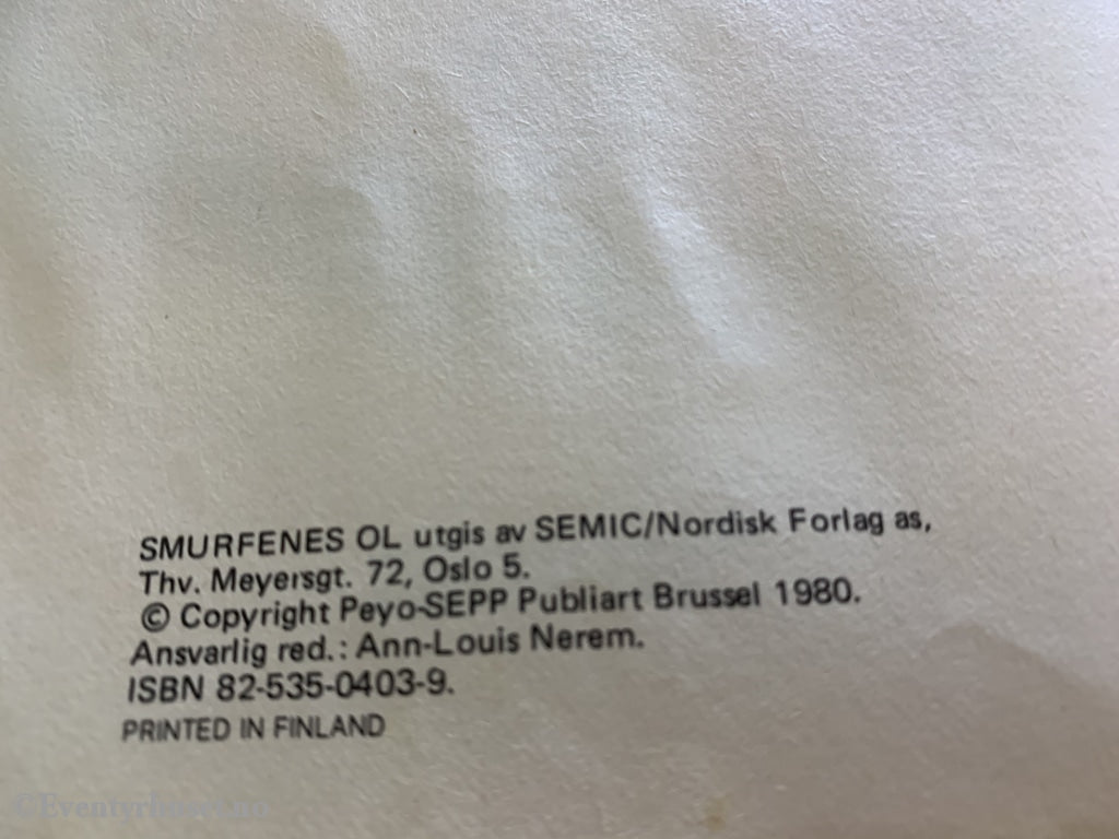 Smurfenes Ol. 1980. Tegneseriealbum