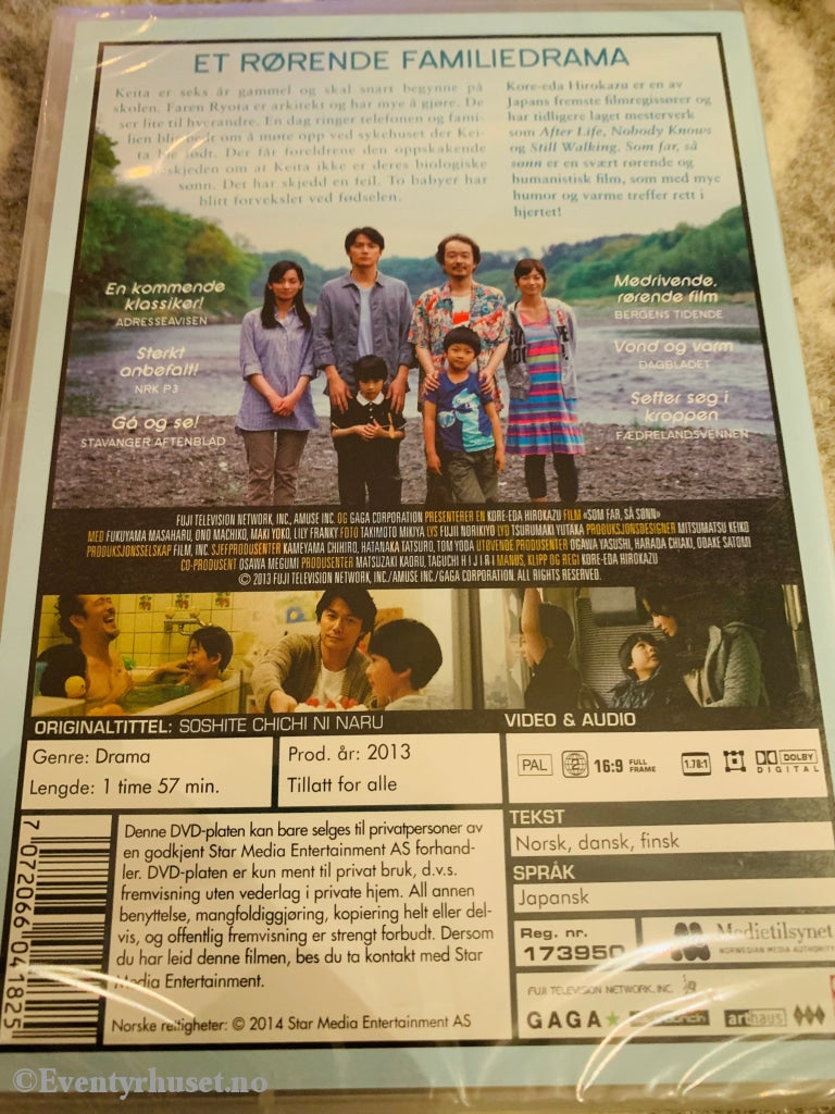 Som Far Så Sønn. 2013. Dvd. Ny I Plast! Dvd