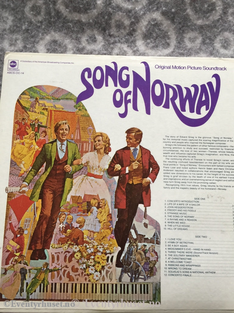 Song Of Norway. Historien Om Edvard Grieg. Filmmusikk. Lp Plate