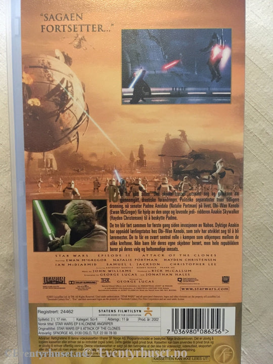 Star Wars 2. Klonene Angriper. 2002. Vhs. Vhs
