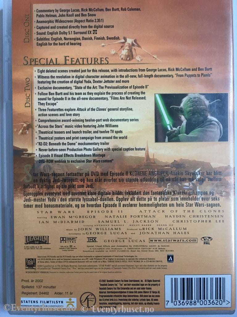 Star Wars Ii: Klonene Angriper. Dvd. Dvd