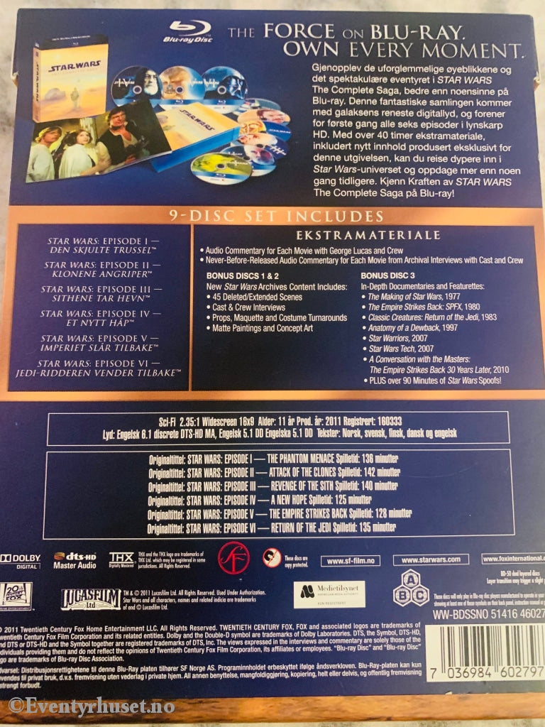 Star Wars The Complete Saga. Blu Ray Samleboks. Blu-Ray Disc