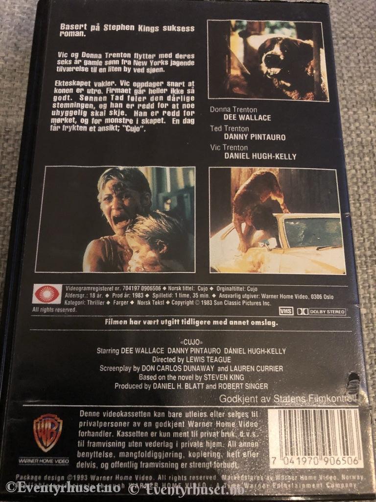 Stephen King. Cujo. 1983. Vhs. Vhs