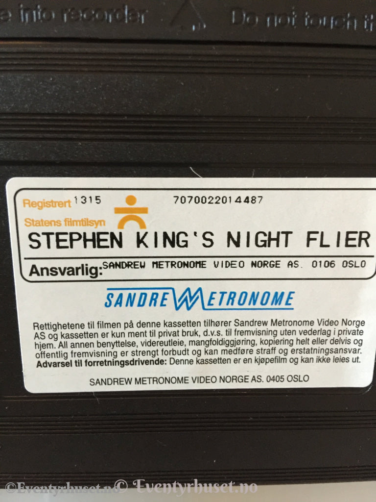 Stephen King´s Night Flier. 1997. Vhs. Vhs