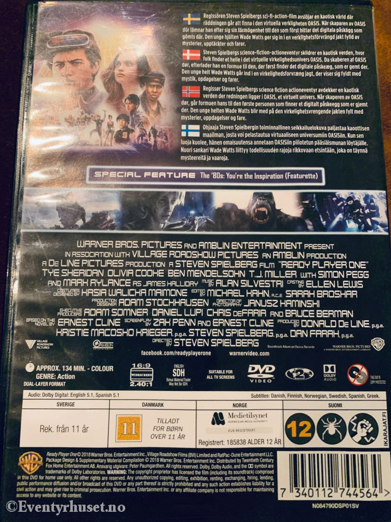Stephen Spielbergs Ready Player One. Dvd. Dvd