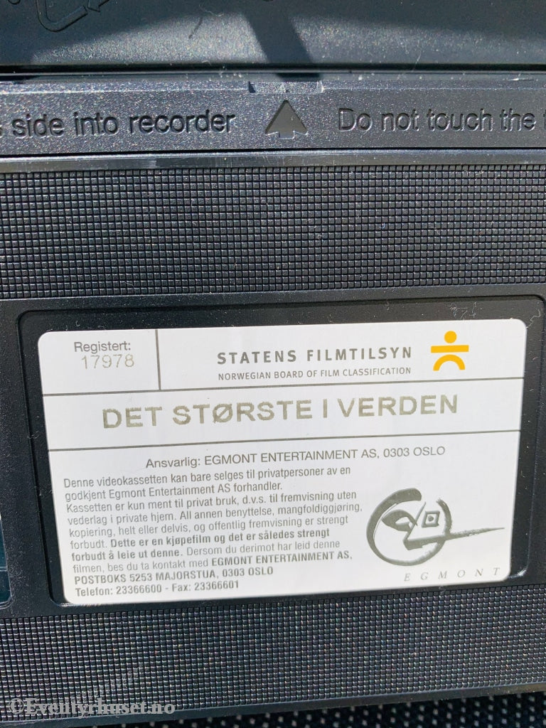 Største I Verden. 2001. Vhs. Vhs