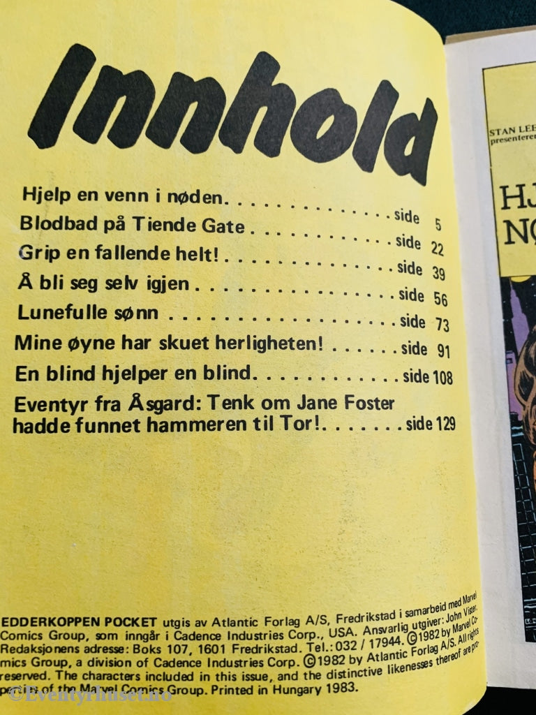 Superserie-Pocket 9: Edderkoppen - Hjelp En Venn I Nøden! 1983. Løs Rygg. Tegneserieblad