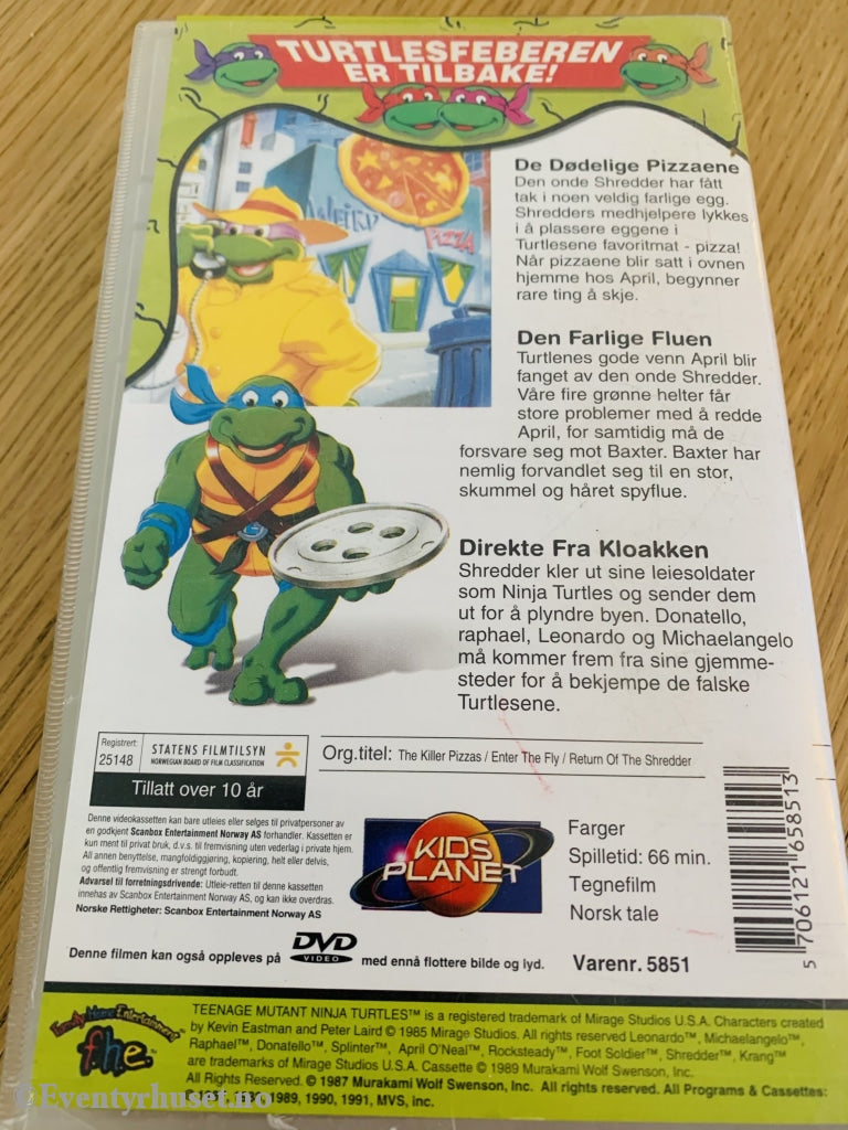 Teenage Mutant Hero Turtles. De Dødelige Pizzaene. Vhs. Vhs