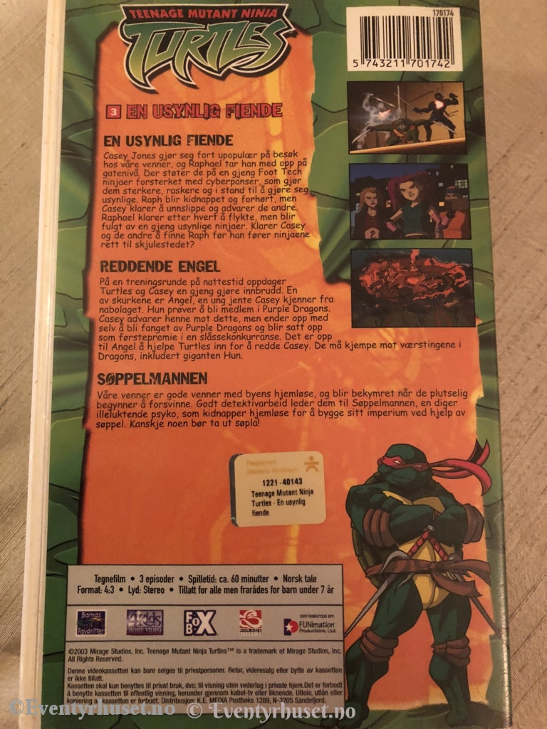 Turtles - En Usynlig Fiende. Vhs. Vhs