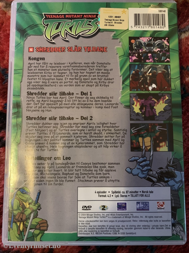 Teenage Mutant Ninja Turtles. Shredder Slår Tilbake. 2004. Dvd. Dvd