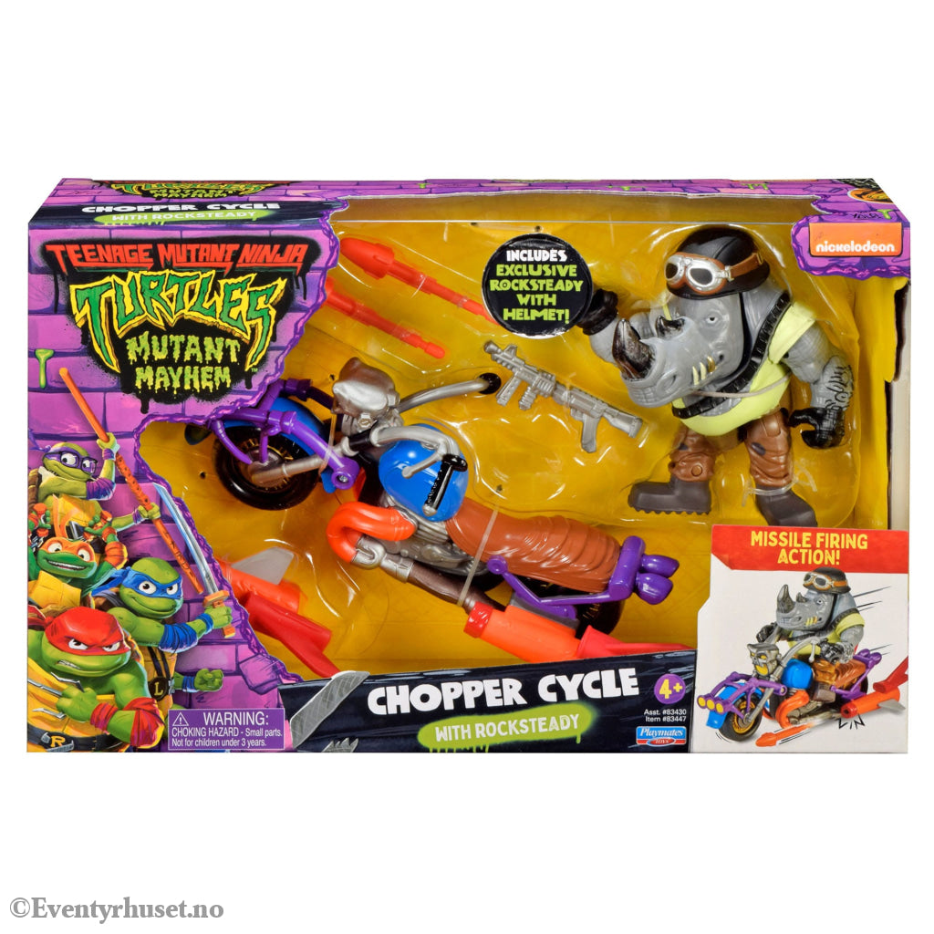 Teenage Mutant Ninja Turtles Action Figure with Vehicle Rocksteady & Chopper 12 cm. Mint In Sealed Box (MISB)!