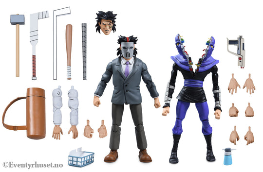 Teenage Mutant Ninja Turtles (Cartoon) Action Figure 2 Pack Business Suit Casey Jones & Split Foot Soldier 18 cm. Mint