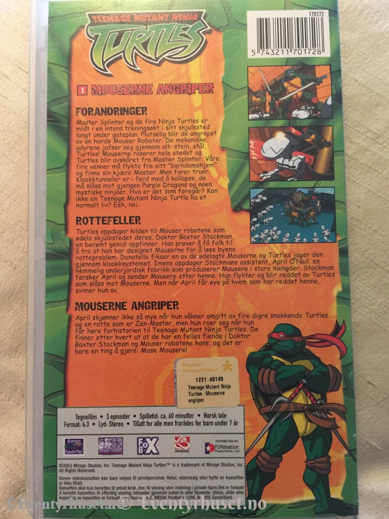 Teenage Mutant Ninja Turtles. Mousene Angriper. 2003. Vhs. Vhs