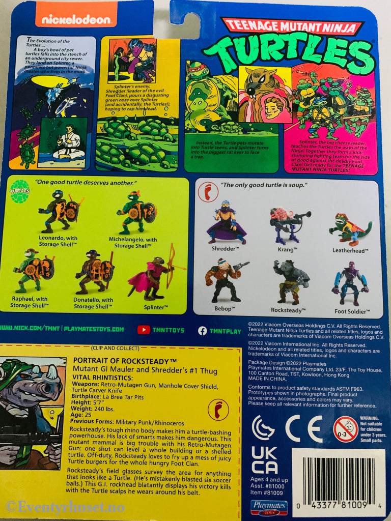 Teenage Mutant Ninja Turtles Rocksteady Figur. Actionfigur.