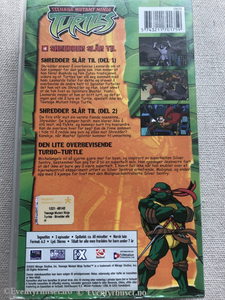 Teenage Mutant Ninja Turtles. Shredder Slår Til. 2003. Vhs. Vhs