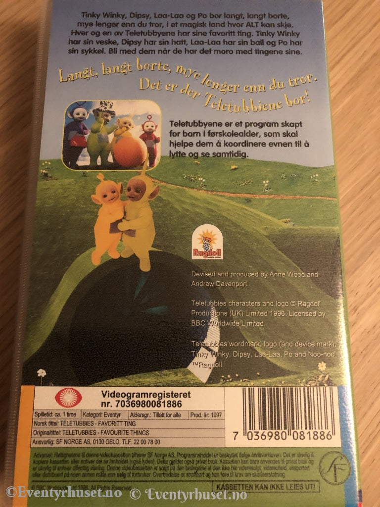 Teletubbies. Favoritt Ting. 1997. Vhs. Vhs