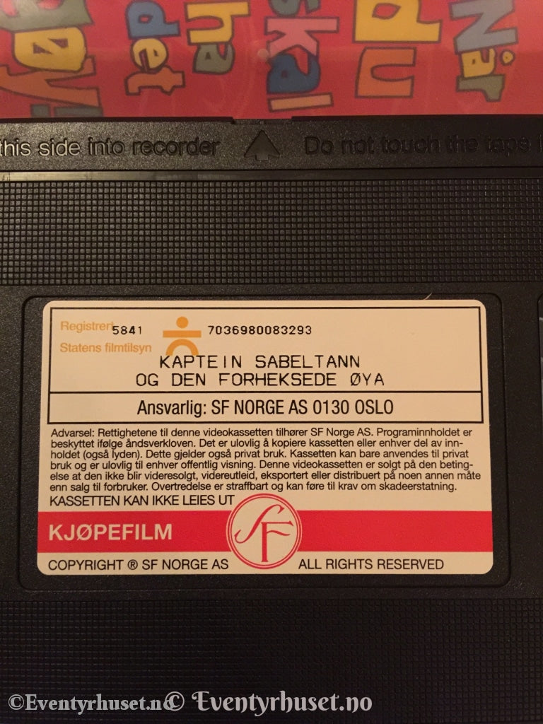 Terje Formoe. 2000. Kaptein Sabeltann Og Den Forheksede Øya. Vhs. Vhs