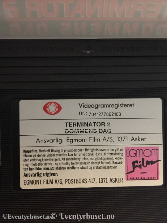 Terminator 2. Dommens Dag. 1991. Vhs. Vhs