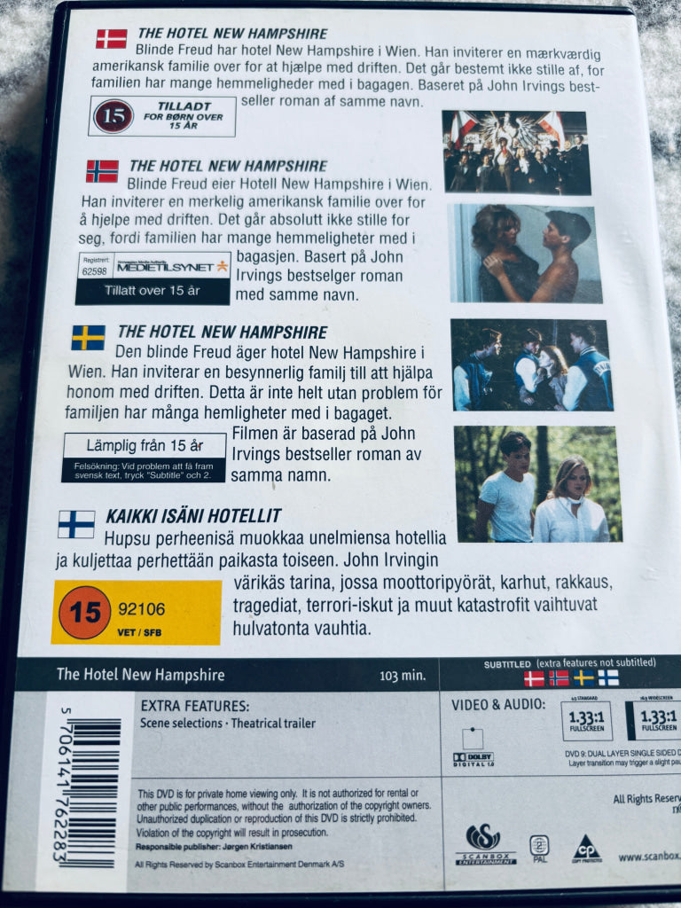 The Hotel New Hampshire. DVD.