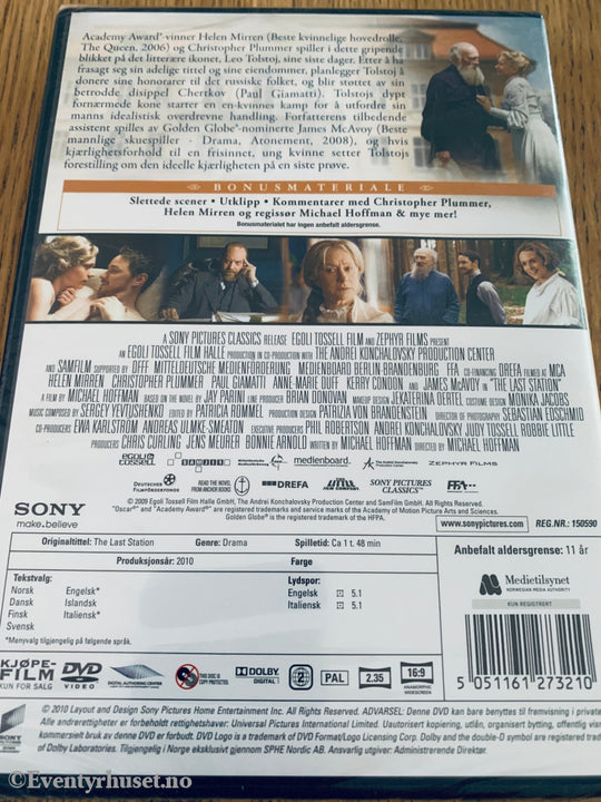 The Last Station (2009). DVD. Ny i plast!