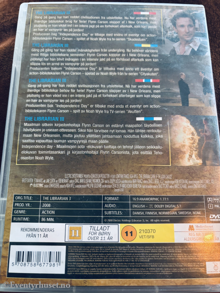 The Librarian III: The Curse of the Judas Chalice (2008). DVD.