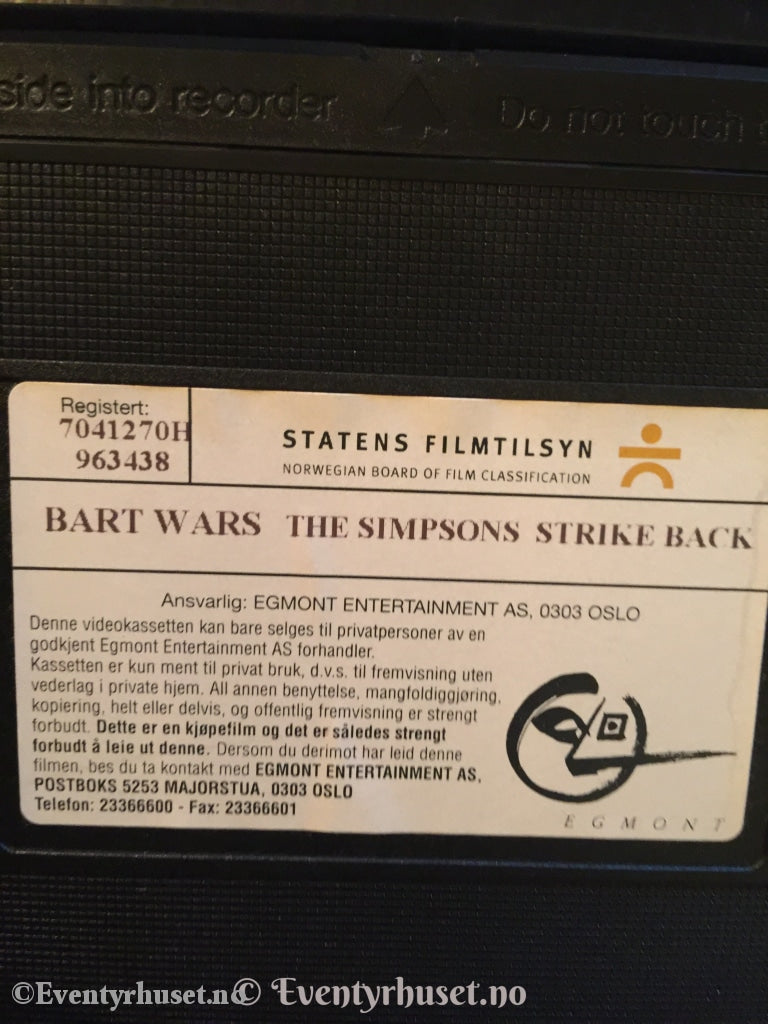Bart Wars - The Simpsons Strikes Back. 1992 98. Vhs (Norsk).