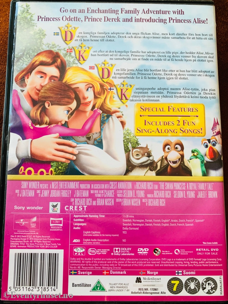 The Swan Princess - A Royal Family Tale (Svaneprinsessen). Dvd. Dvd