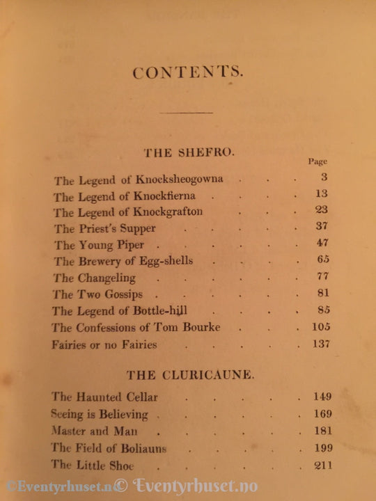 Thomas Crofton Croker John Murray. 1825. Fairy Legends Traditions South Of Ireland. Eventyrbok