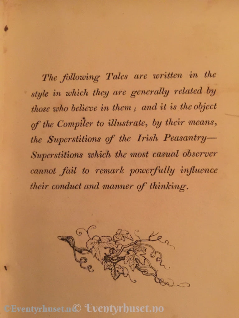 Thomas Crofton Croker John Murray. 1825. Fairy Legends Traditions South Of Ireland. Eventyrbok