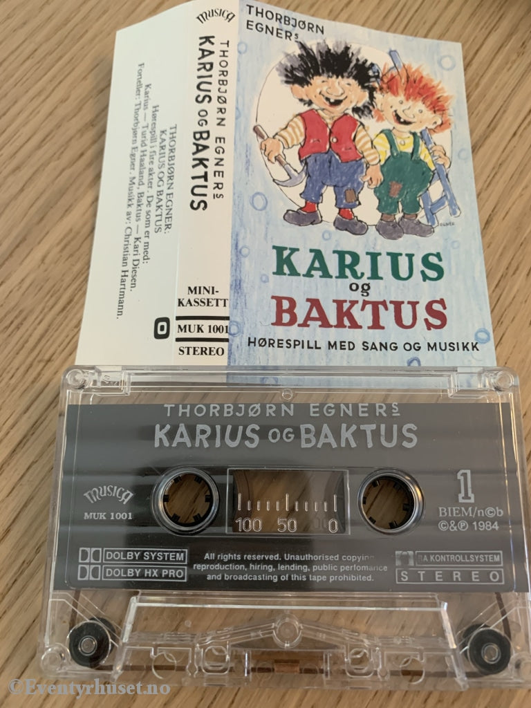 Thorbjørn Egner. 1980 1984 1993. Karius Og Baktus. Kassett. Kassettbok