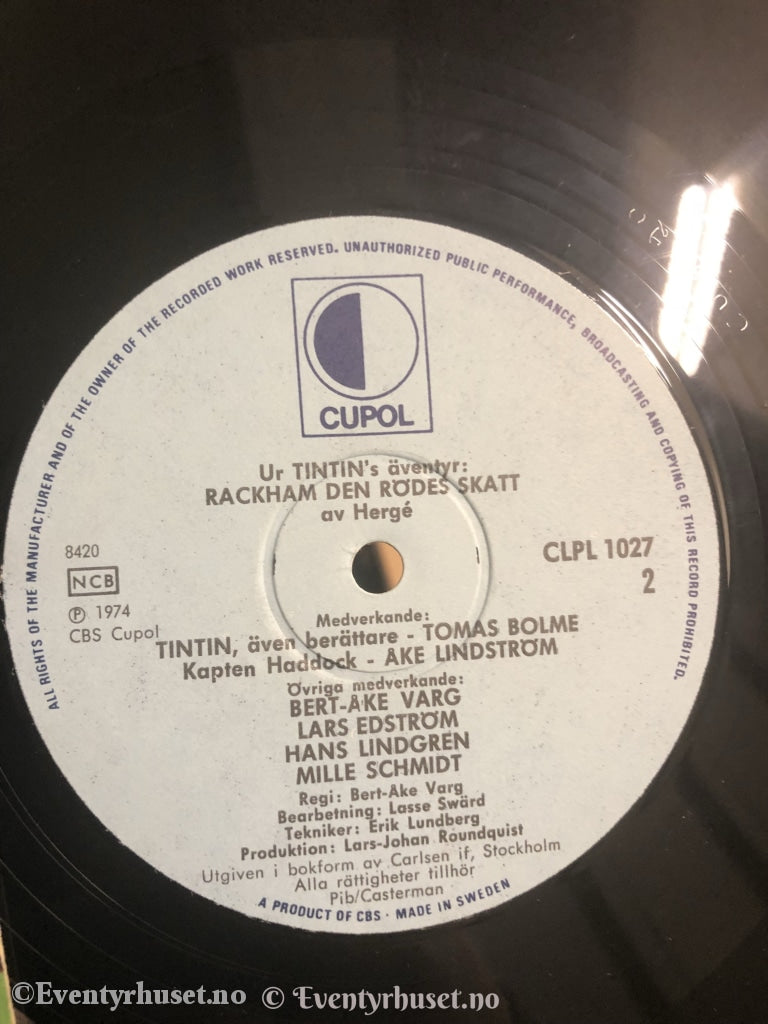 Tintin. Rackham Den Rödes Skatt. 1974. Lp. Lp Plate