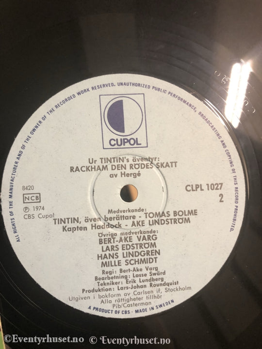 Tintin. Rackham Den Rödes Skatt. 1974. Lp. Lp Plate