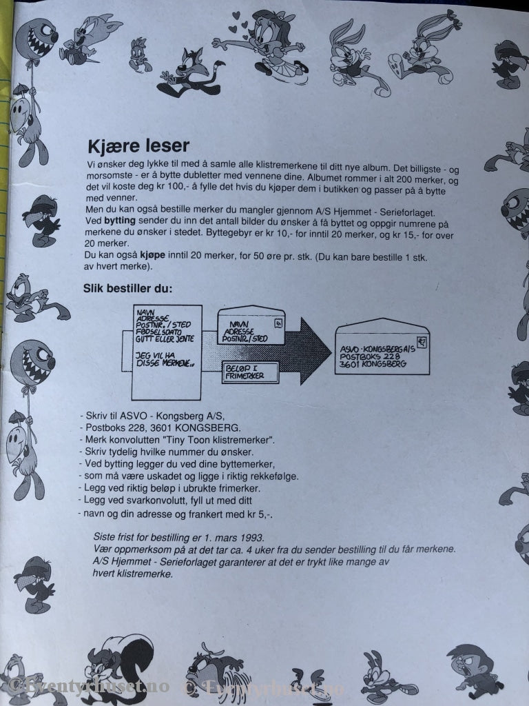 Tiny Toon. 1992. Klistremerkealbum. Klistremerkealbum