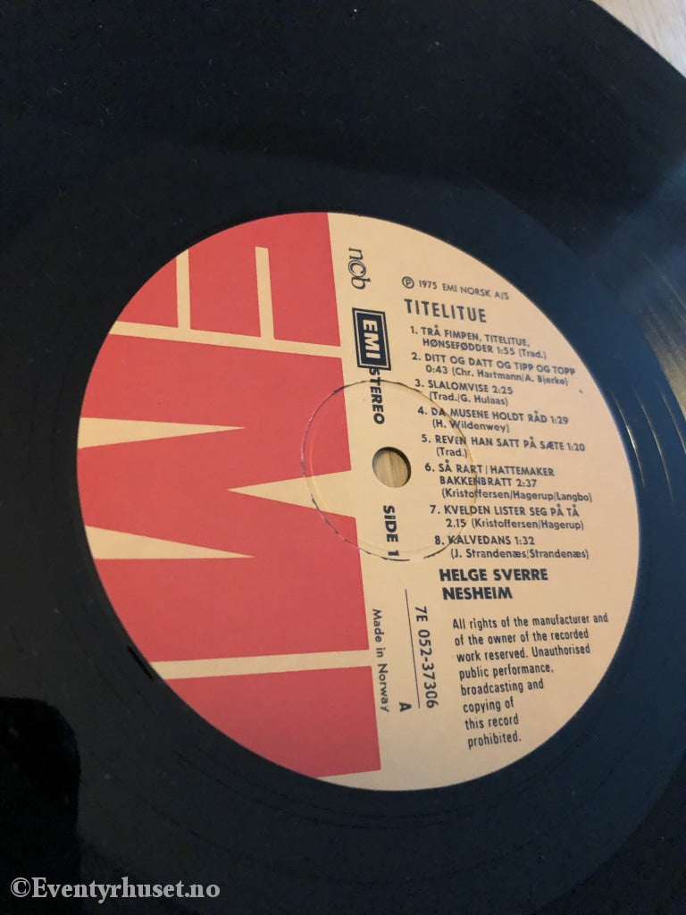 Titelitue Helge Sverre Nesheim Synger Sanger For Barn. 1975. Lp. Lp Plate