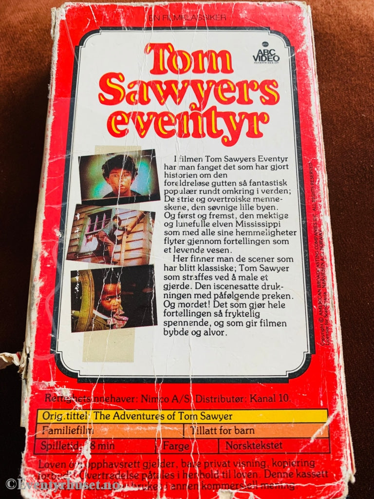 Tom Sawyers Eventyr. Vhs Slipcase.
