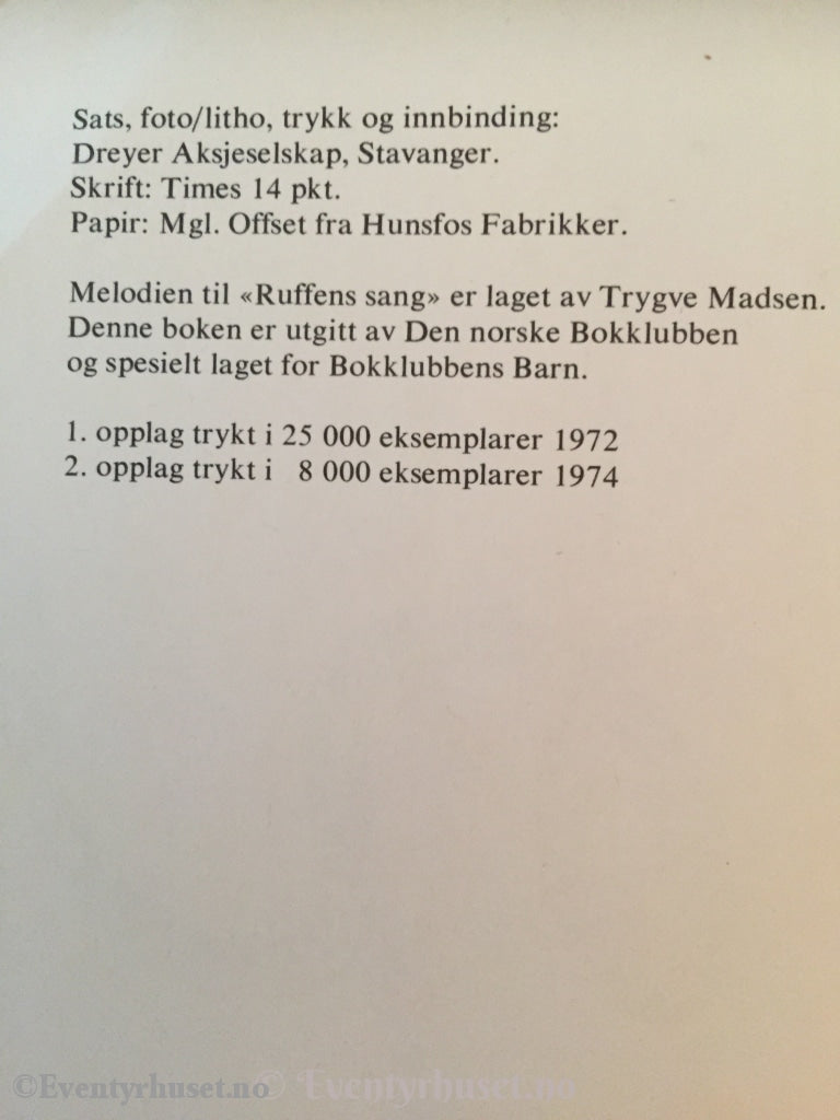 Tor Åge Bringsværd. 1974. Ruffen - Sjøormen Som Ikke Kunne Svømme. Fortelling