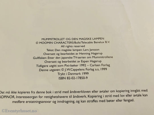 Tove Jansson. 1992/99. Mummitrollet Og Den Magiske Lampen. Hefte