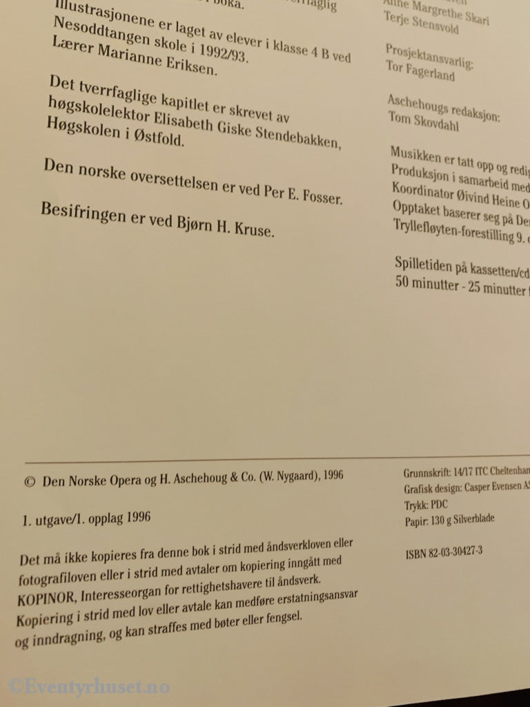 Tryllefløyten (Den Norske Opera). 1996. Sangbok