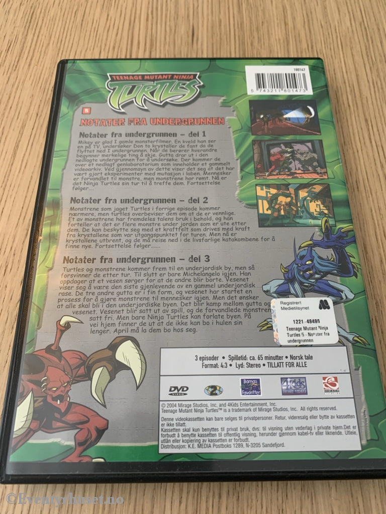 Turtles - Notater Fra Undergrunnen. 2004. Dvd. Dvd