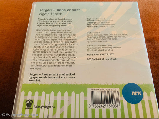 Vigdis Hjorth. Jørgen + Anne er sant. 1984. Lydbok på CD.