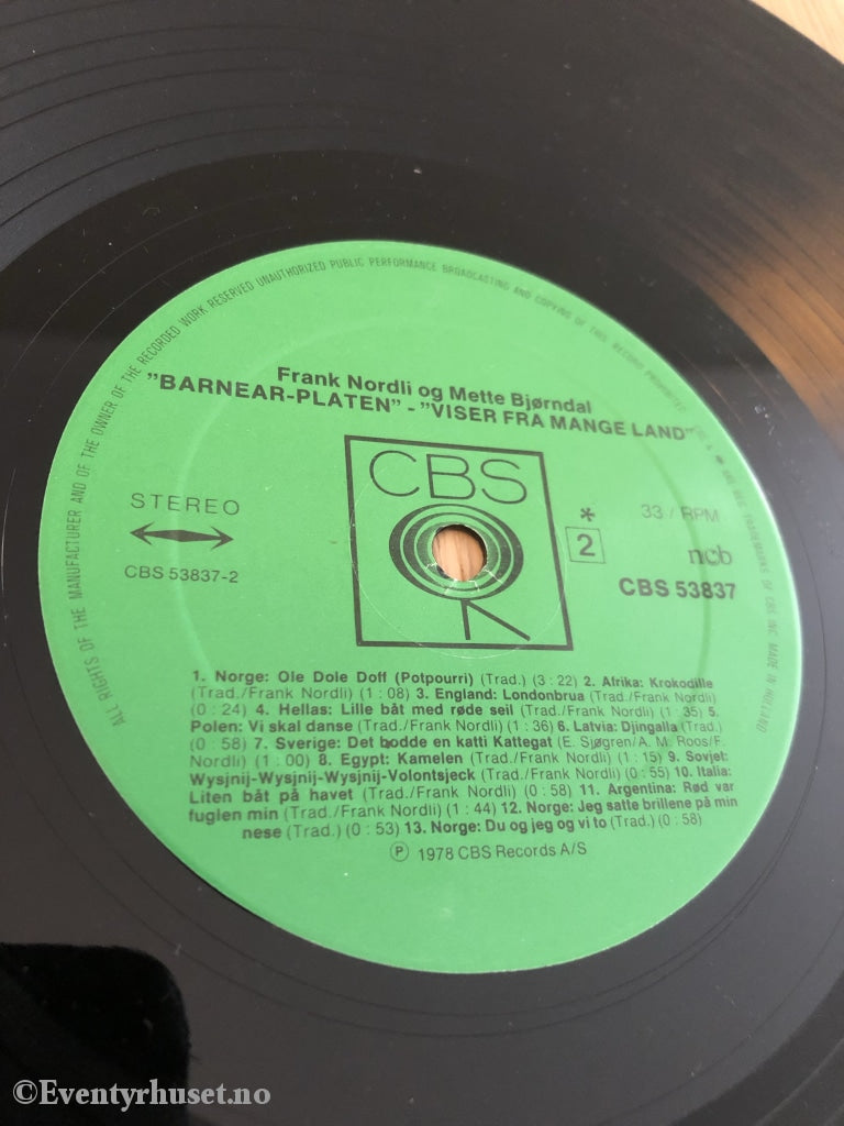 Viser Fra Mange Land. 1978. Lp. Lp Plate