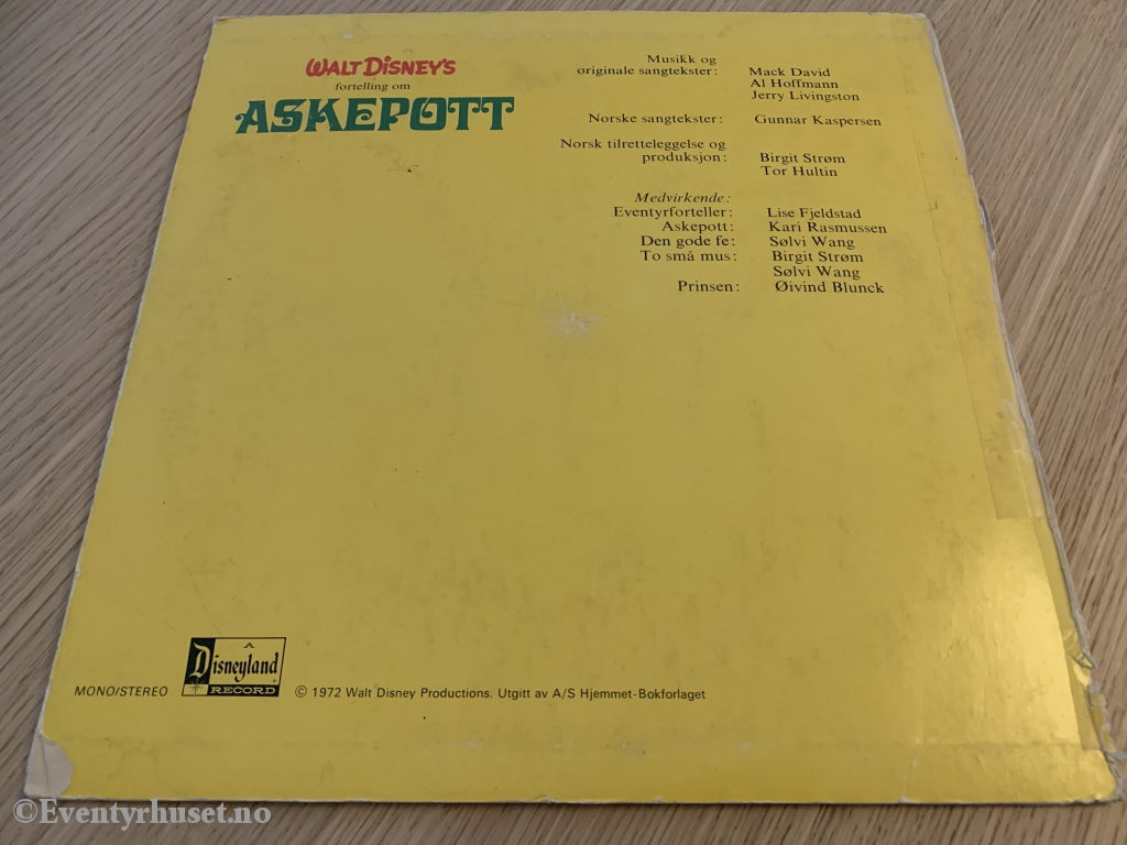 Walt Disneys Askepott. 1971. Lp. Lp Plate