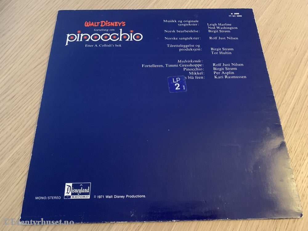 Walt Disneys Pinocchio. 1971. Lp. Lp Plate