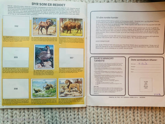 Wwf - Truede Dyr. Klistremerkealbum Med Mange Klistremerker I Albumet!