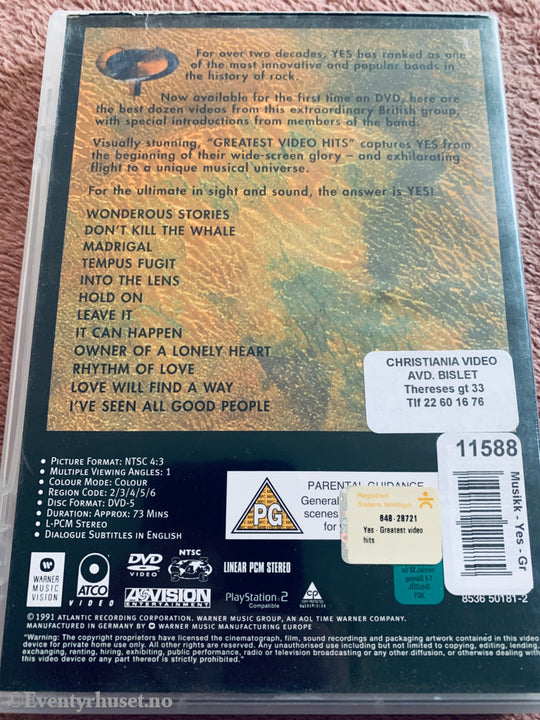 Yes: Greatest Video Hits (2005). DVD.
